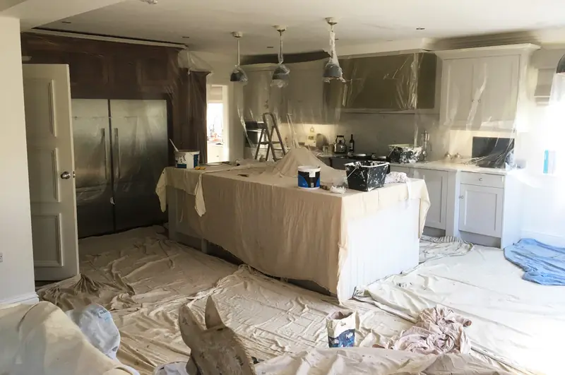 Rooms covered and protected while we work