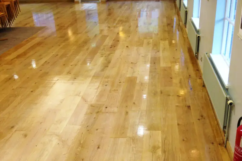 Wood floor sanded and stained